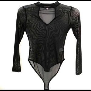Madrag Sheer Mesh Body Suit Women Black Medium